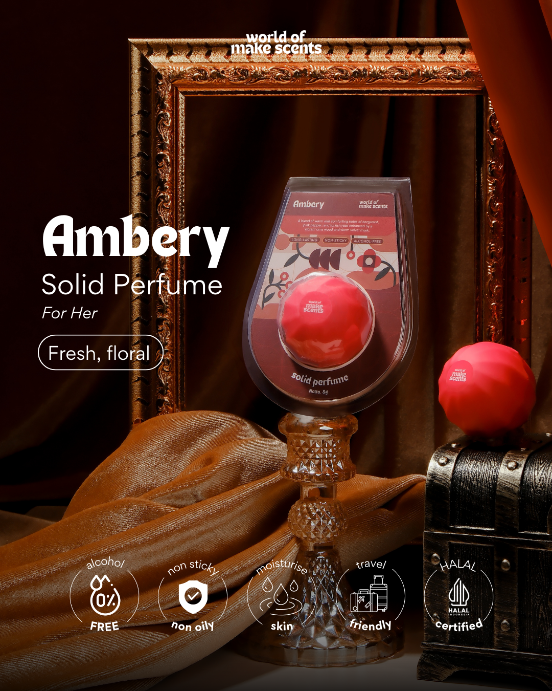 Ambery Solid Perfume + Grey Crocy Case